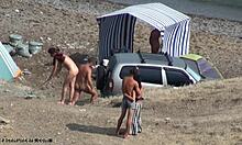 Kinky nudist people camping and being kinky with each other on camera